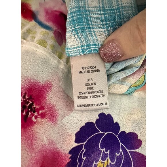 New John Mark Womens Medium Hummingbird Floral Lagenlook Button-Up Shirt Artsy - Picture 11 of 14